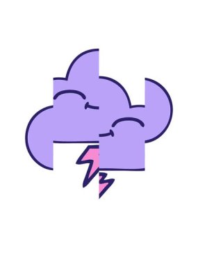 Fırtına bulutu dizaynının tatlı çizgi filminin bölünmüş hareket animasyonu