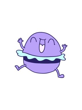 El çizimi çizgi filmin neşeli hamburgerinin bölünme etkisi.