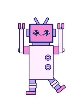 Titreyen hareket animasyonu sevimli bir robot çizim karikatürü