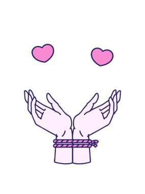 dönen kalp animasyonu dövme stili bir çift bağlanmış elin görüntüsü