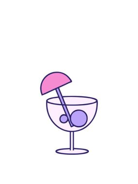 Güzel bir kokteyl karikatürünün zıplama hareketi animasyonu.