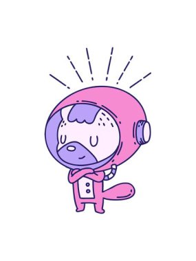 Astronot kıyafetli hayvanların hareketlerini salla ve durdur