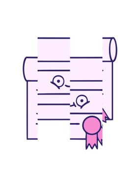 Bir sertifikanın tatlı çizgi filminin bölünmüş hareket animasyonu