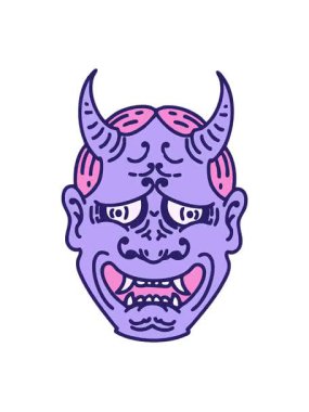 Japon tiyatro kabuki maskesinin titreşimli animasyonu