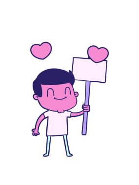 Dost canlısı insan çizgi filminin dönen kalpleri.