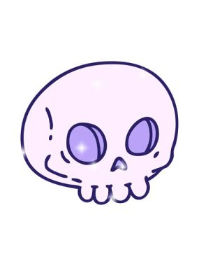 Korkunç bir cadılar bayramı kafatasının karikatürünün ışıltılı etkisi