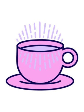 Bir fincan kahvenin ikonik dövme çiziminin neon ışık efekti animasyonu