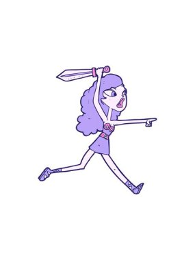 Çizgi filmdeki kılıçlı viking kızı canlandırıyor.