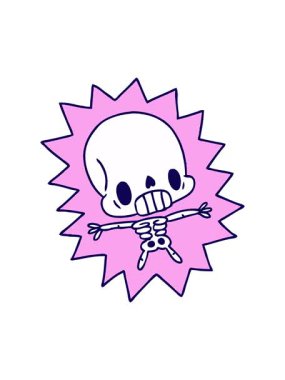 Çizgi film illüstrasyonunun neon ışık efektleri Kawaii elektrik iskeleti