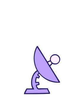 Bir uydu çanağının tatlı çizgi filminin yükseliş ve yüzme animasyonu