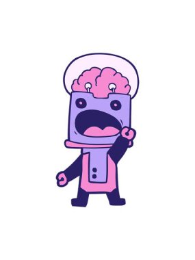 Komik çizgi film robotunun basınçlı animasyonu