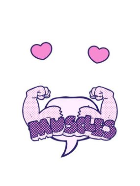 Çizgi roman baloncuğu kasları sembolü çizilmiş serbest yazı karakteri animasyonu.