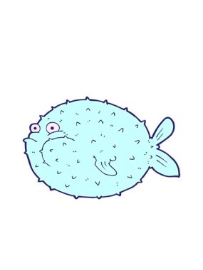 Çizgi film kirpi balığının hareketli animasyonu