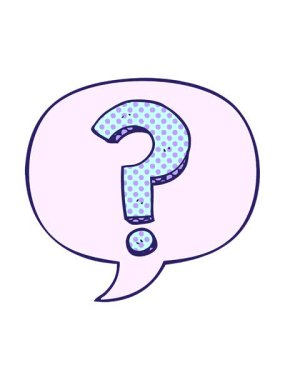 Soru işareti ve konuşma baloncuğunun basınçlı canlandırması