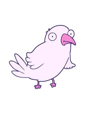 bir kuş karakterinin sevimli çizgi filminin efekt animasyonunu göster