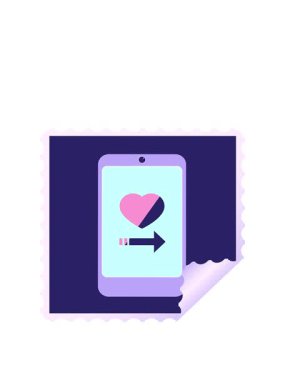 Cep telefonu grafik kare etiket damgasına flört uygulamasının canlandırmasını yüklüyorum