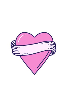 Dövmenin hareketli animasyonu geleneksel bir şekilde neon kalp ve bayrak şeklinde