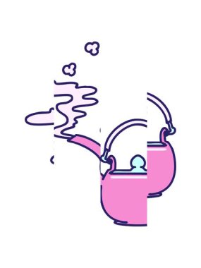 Geleneksel Japon çay demliğinin buhar tasarımı ile bölünmüş hareketli animasyonu