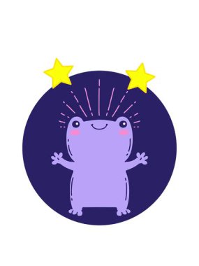 Dövme stili mutlu kurbağanın dönen yıldız animasyonu