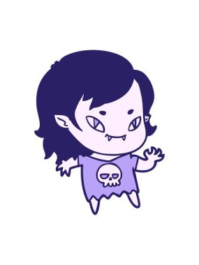 Çizgi film kahramanı vampir kızın el sallamasının hareketli animasyonu