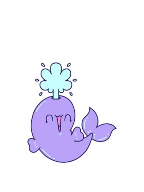 Geleneksel dövme tarzının animasyonunu genişletiyorum mutlu balina karakteri fışkırtıyor