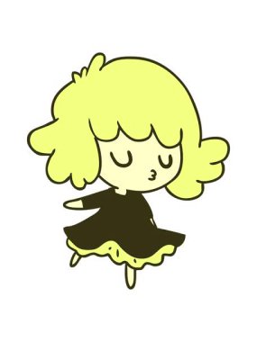 Şirin bir kawaii kızının serbest çizim çiziminin renk animasyonu