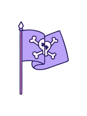 Bir korsan bayrağının ikonik dövme şeklindeki görüntüsünün ışık efekti