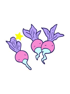 Parlayan yıldızlar karikatür karalama pancar bitkilerinin animasyonunu etkiler.