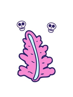 Çizgi film yaprağının kafatası animasyonu