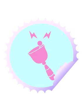 Çalan bir el çanının dairesel soyulmuş çıkartma karikatürünü salla ve duraklat