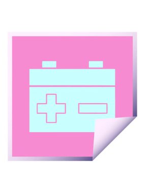 Bir araba aküsünün kare soyulmuş çıkartma çizgi filminin ışık efekti animasyonu