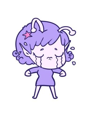 Ağlayan uzaylı kızın titreşimli animasyonu