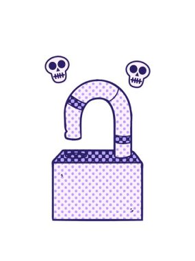 karikatür asma kilidinin kafatası animasyonu