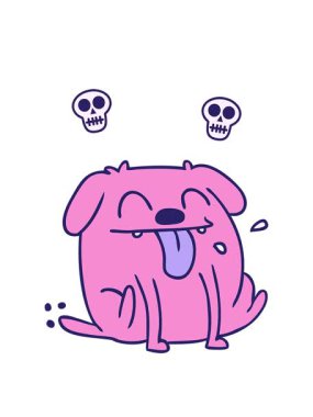 eğlenceli kawaii köpek karikatürü çizilmiş kafatası animasyonu