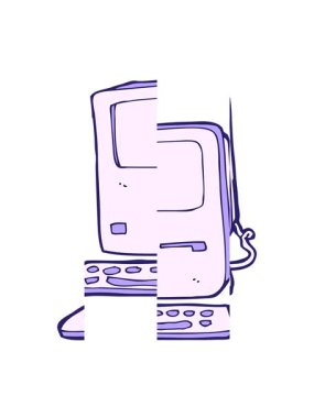 splitting motion animation of cartoon of computer