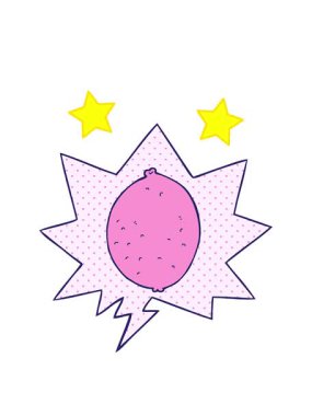 Çizgi roman tarzında konuşan baloncuklu çizgi film limonunun dönen yıldızları.