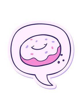 Konuşma kabarcığı yapıştırmalı çizgi film çöreğinin dönen hareketi.