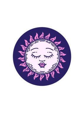 Güneşin geleneksel çiziminin radyoaktif parlayan animasyonu