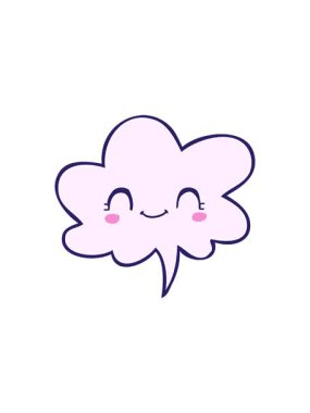 Konuşma baloncuklu sevimli çizgi film suratının radyoaktif parlayan animasyonu