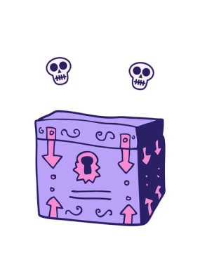 karikatür karikatür karalama sihirli göğüs animasyonu dönen kafatası