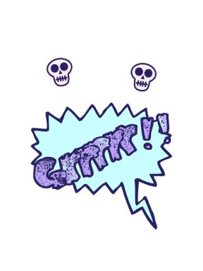 Çizgi roman hırıltısının kafatası animasyonu