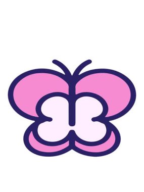 basit ama sevimli kelebek çizgi filminin hareketli animasyonu