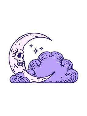 Kafatasındaki hilal ve bulutların hareketli görüntüsü