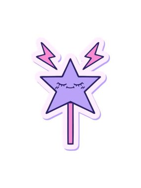 Tatlı bir çizgi film sihirli değneğinin hareketli çıkartması.