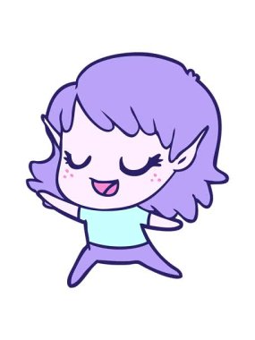 Karton mutlu elf kız dansını salla ve durdur.