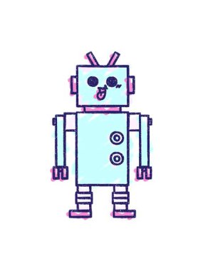 Happy Robot Tebeşir Çiziminin dönen hareketli animasyonu