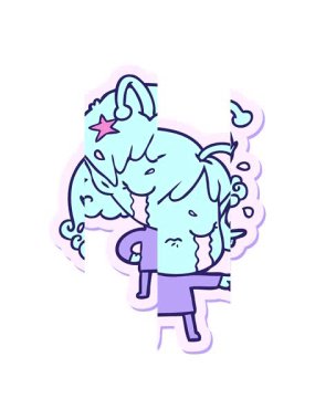 Ağlayan uzaylı bir kızın çizgi film çıkartmasının hareketli animasyonu