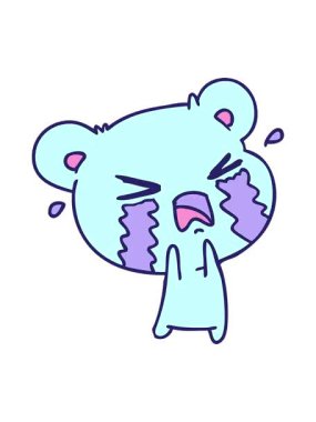 pixelize effect animation of freehand drawn cartoon of a cute crying bear