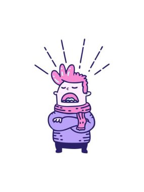 Eşarp takan geleneksel dövme stili bir adamın çiziminin basınçlı animasyonu