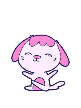 Oturan mutlu çizgi filmin animasyonunu genişletiyorum.